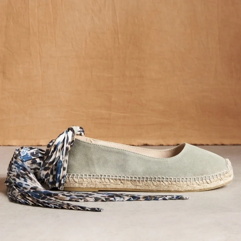 NWT Gaimo Suede Lace Up Espadrille Trellis Sage